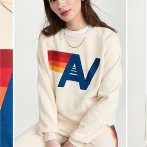 AVIATOR NATION LOGO CREW - VINTAGE WHITE SIZE MEDIUM